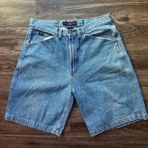 Raw edge baggy Light Blue Denim Shorts size 34